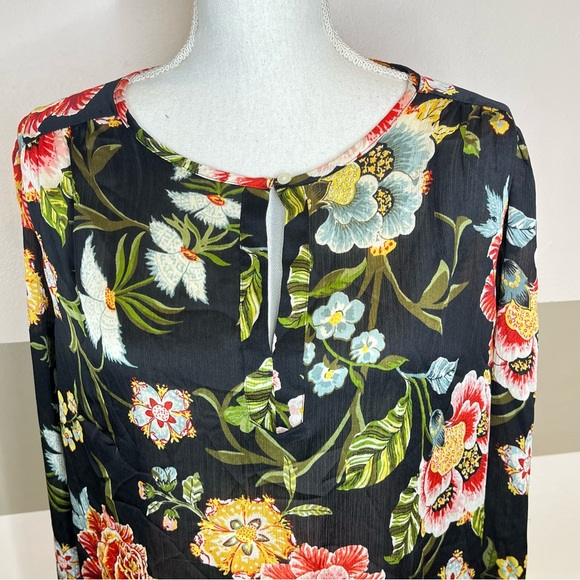 2/$25 LOFT Peasant Prairie Floral Minimalist Modern Casual Professional Blouse - Picture 7 of 12